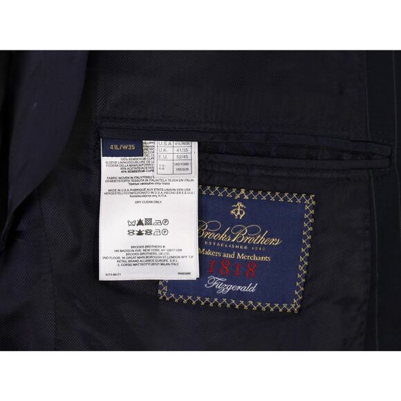 Brooks Brothers Fitzgerald Navy Blue Pinstripe Suit Blazer Jacket 41L - Picture 8 of 11